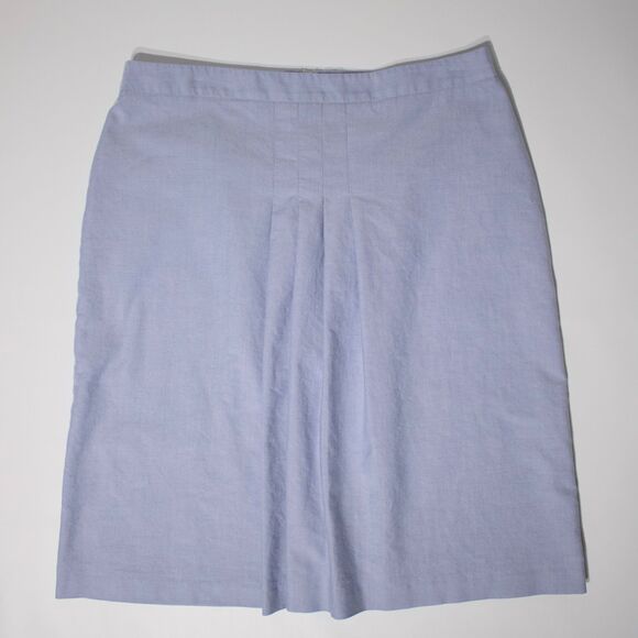 Brooks Brothers Light Blue Front Pleated Skirt 100% Cotton Women Size 10 (A3) - Picture 1 of 10